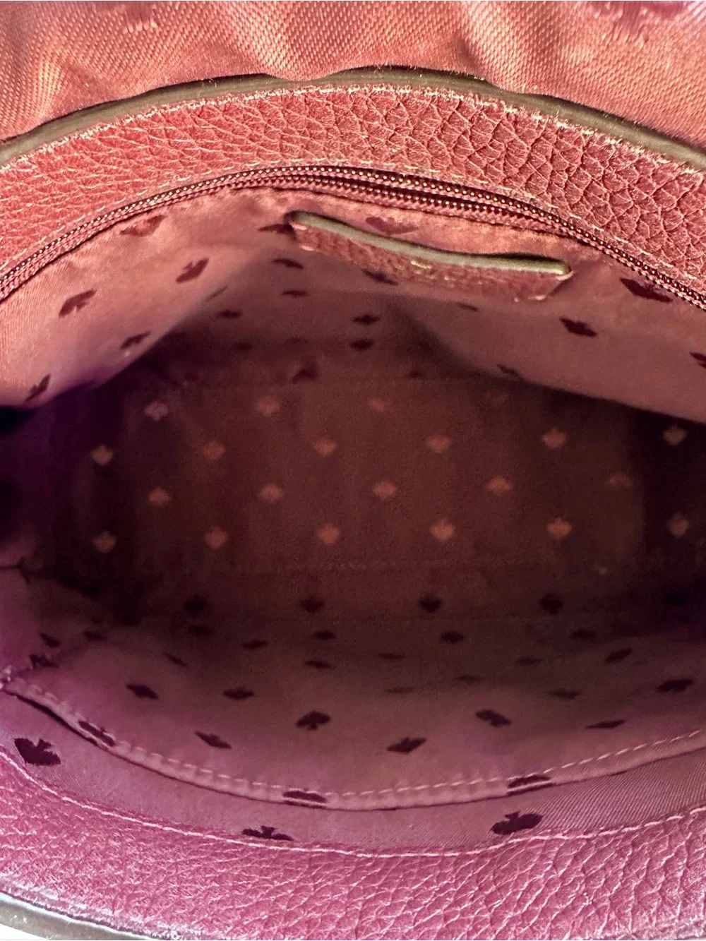 KATE SPADE LEILA MEDIUM FLAP PEBBLED LEATHER SHOULDER BAG IN CHERRYWOOD EUC